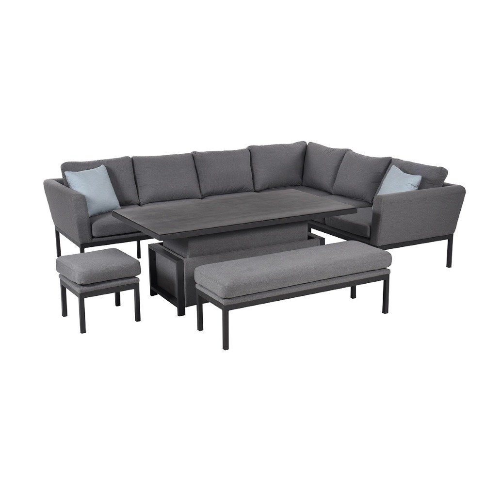 Pulse Left Handed Corner Dining Set & Rising Table | Aluminium | 8 Seater