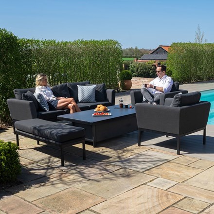 Pulse 3 Seat Sofa Dining Set with Rising Table | Aluminium | 5 Seater