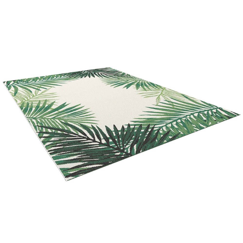 Botany Palm Leaf 160x230cm White Centre Outdoor Rug