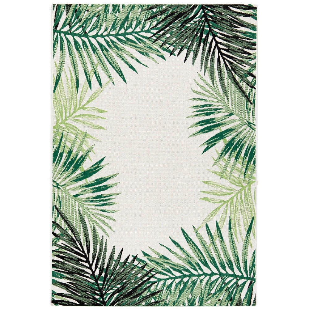 Botany Palm Leaf 160x230cm White Centre Outdoor Rug