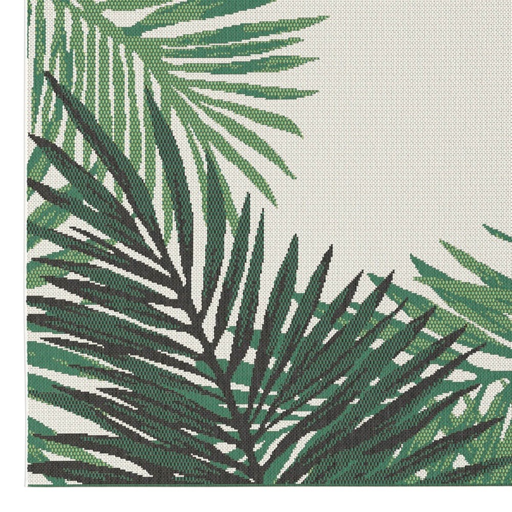 Botany Palm Leaf 160x230cm White Centre Outdoor Rug