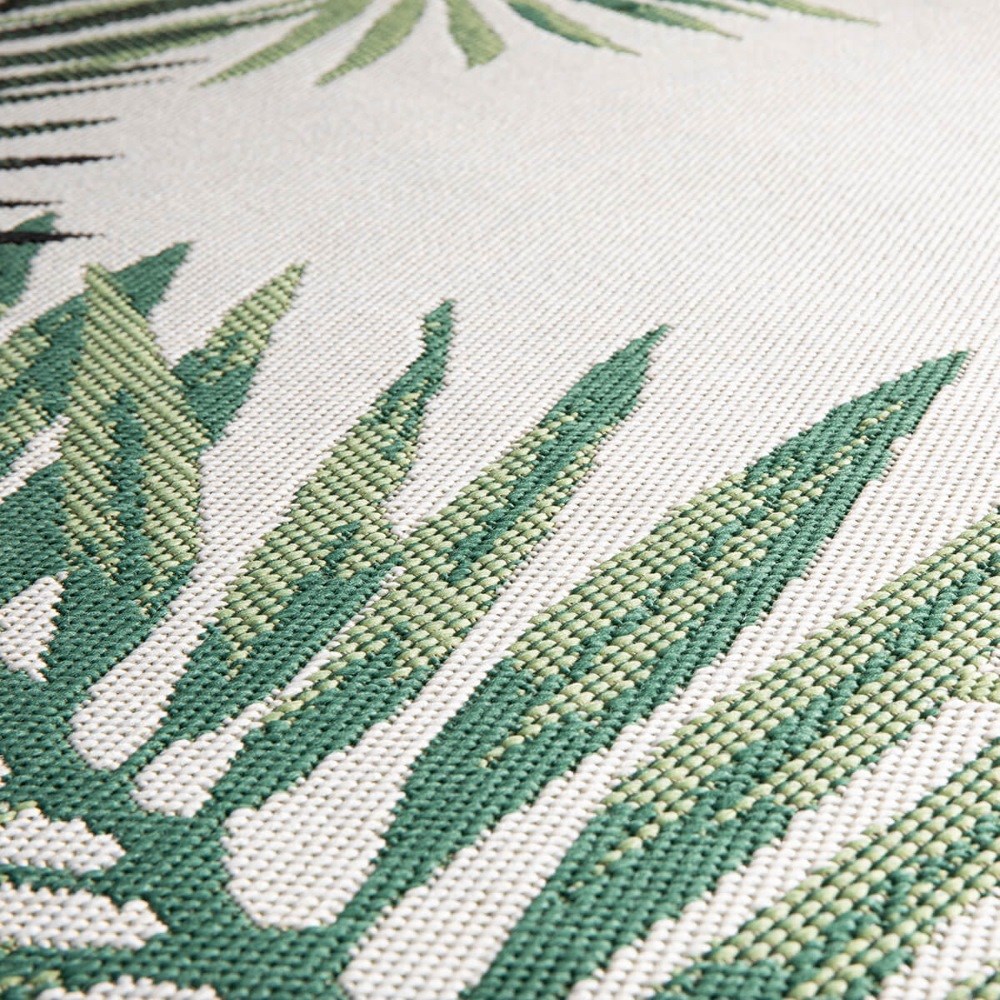 Botany Palm Leaf 160x230cm White Centre Outdoor Rug