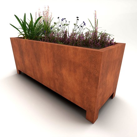 Arden Corten Steel Trough Planter with Feet Unweathered