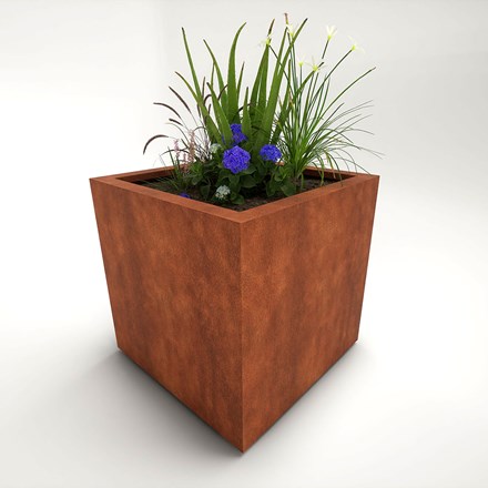 Arden Corten Steel Cube Planter Unweathered