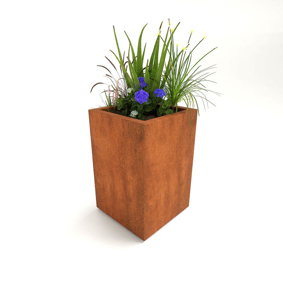 Harrogate Corten Steel Tall Square Planter