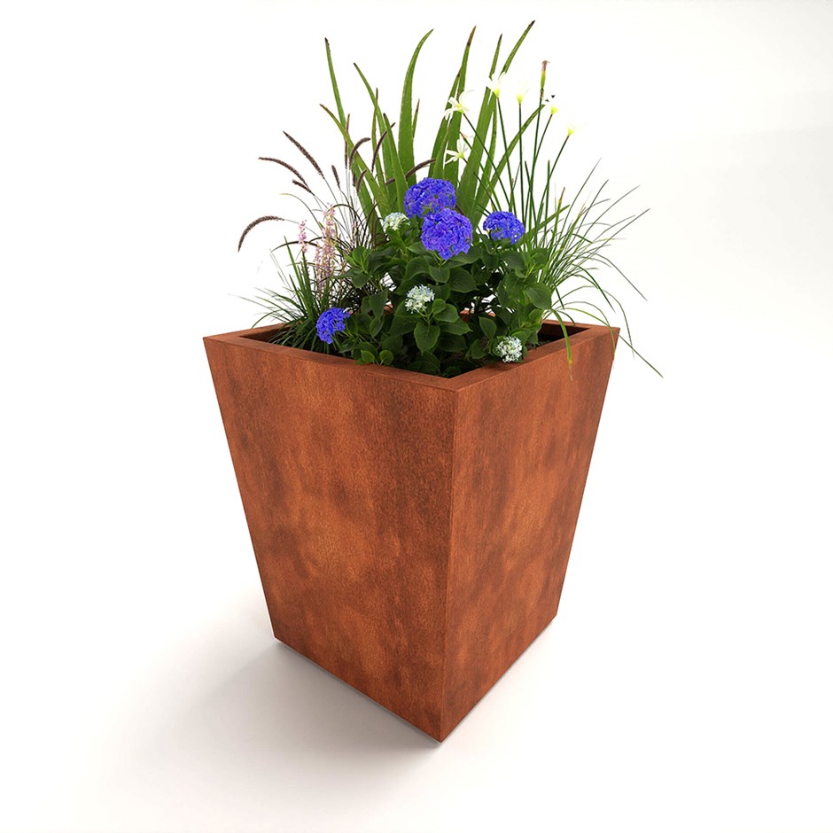 Harrogate Corten Steel Tapered Square Planter