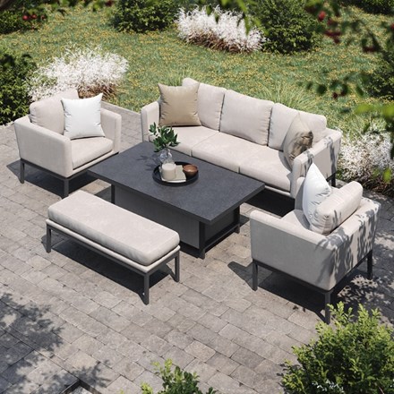 Pulse 3 Seat Sofa Dining Set with Rising Table | Aluminium | 5 Seater