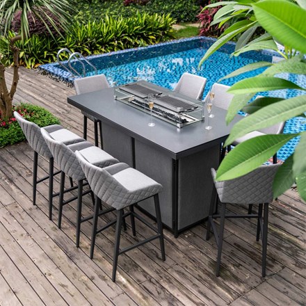 Regal 8 Seat Rectangular Fire Pit Bar Set | Aluminium | 8 Seater
