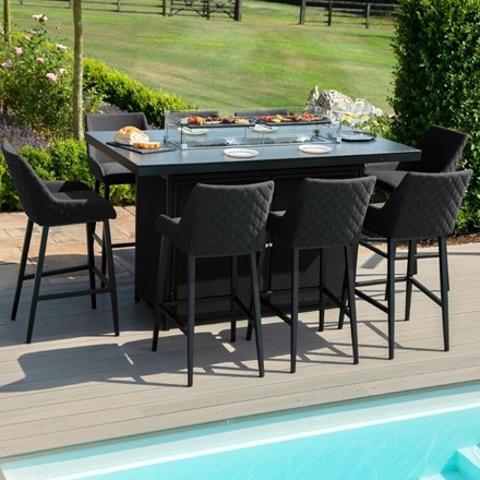 Regal 8 Seat Rectangular Fire Pit Bar Set | Aluminium | 8 Seater