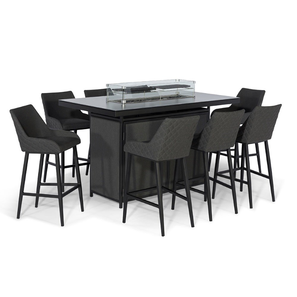 Regal 8 Seat Rectangular Fire Pit Bar Set | Aluminium | 8 Seater