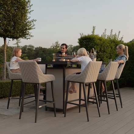 Regal 8 Seat Rectangular Fire Pit Bar Set | Aluminium | 8 Seater