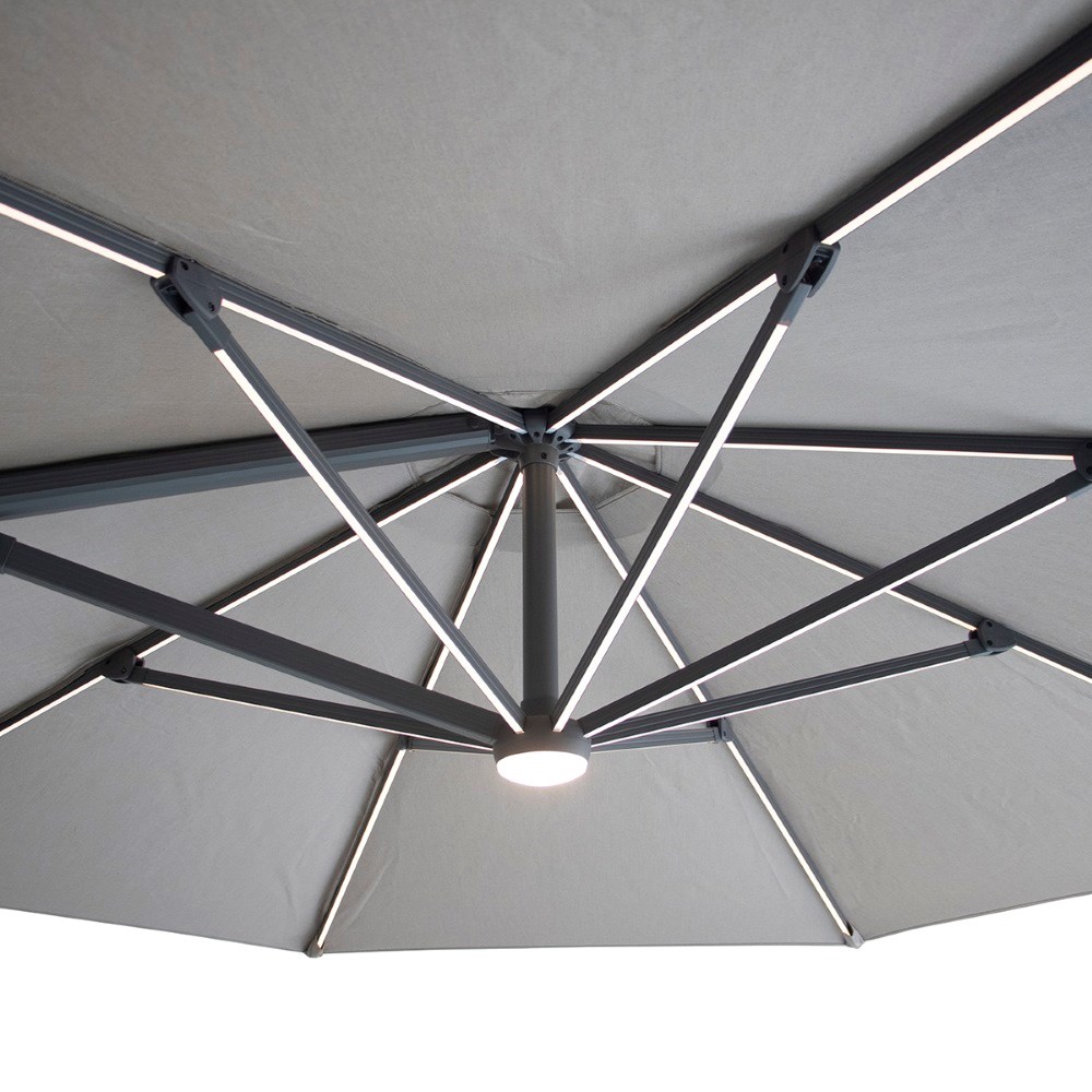 Aramis LED 3.5m Round Rotating Cantilever Parasol