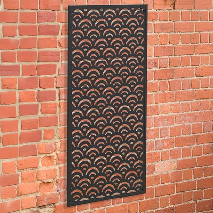 Modern Wave Patterned Garden Screen Black 120 x 60cm