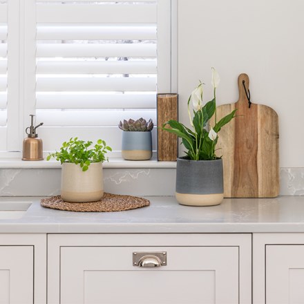 Berkeley Satin Denim Glaze Ceramic Indoor Pot 10.5cm