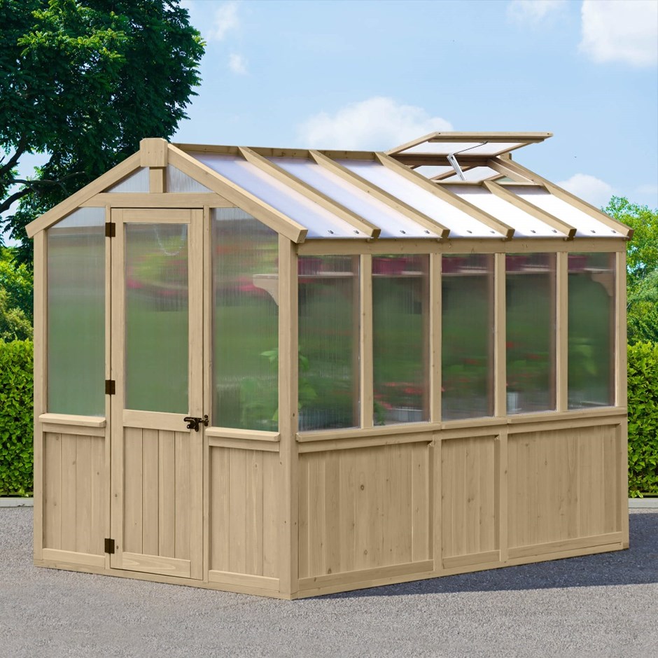 Meridian Apex Greenhouse | Cedar Wood | 6.7ft x 9.7ft
