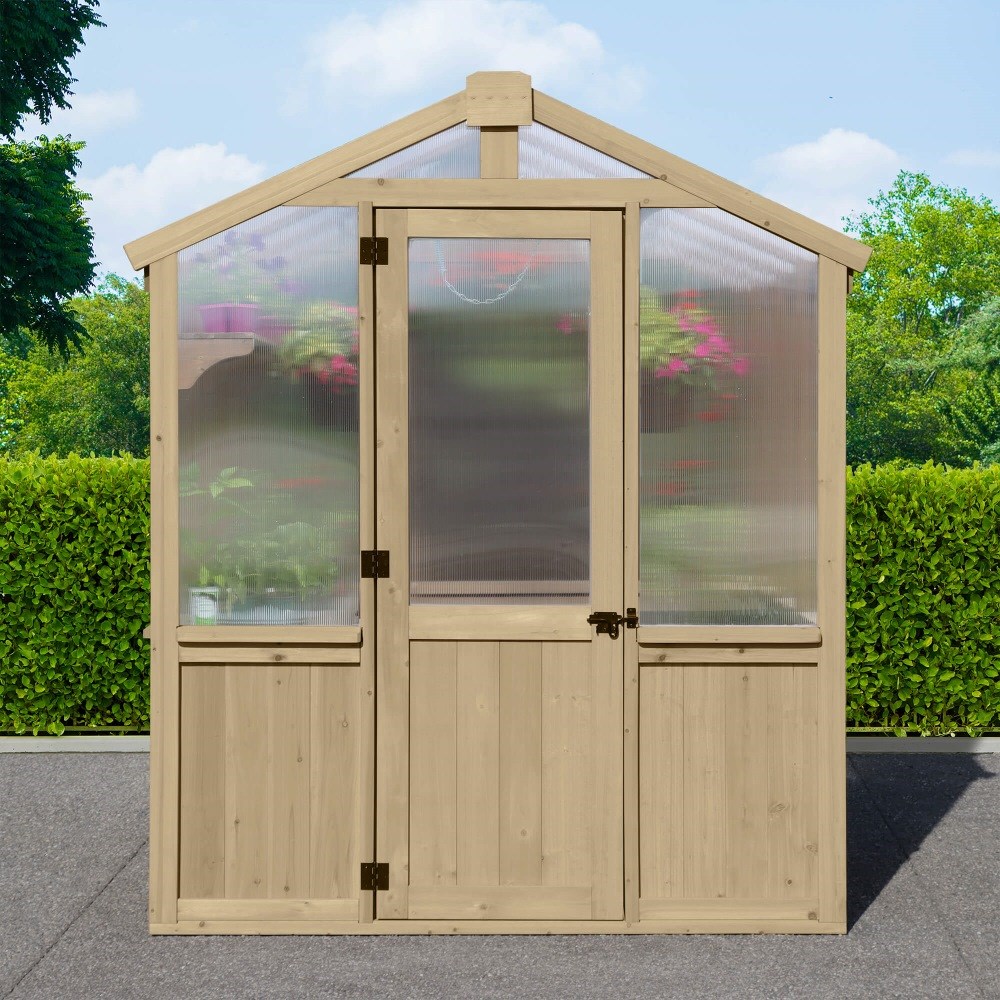 Meridian Apex Greenhouse | Cedar Wood | 6.7ft x 9.7ft