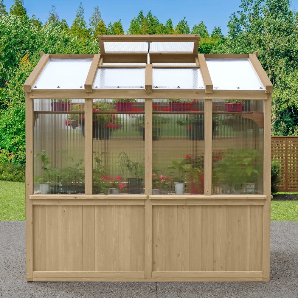 Meridian Apex Tall Roof Greenhouse | Cedar Wood | 6.7ft x 7.8ft