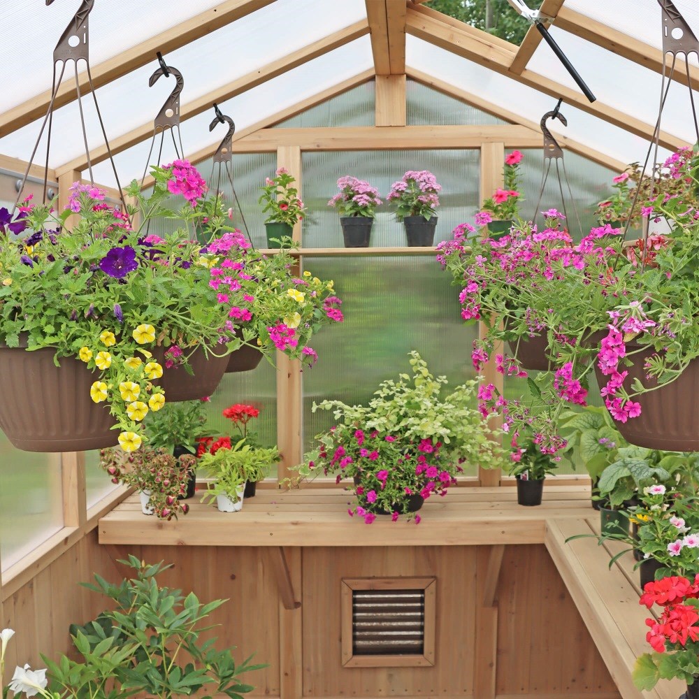 Meridian Apex Tall Roof Greenhouse | Cedar Wood | 6.7ft x 7.8ft