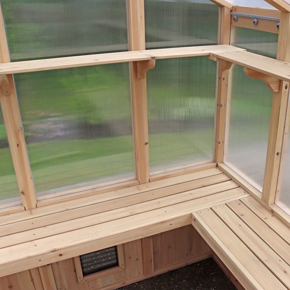 Meridian Apex Tall Roof Greenhouse | Cedar Wood | 6.7ft x 7.8ft