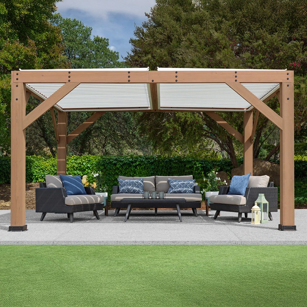 Meridian Wooden Gazebo With Louvered Roof