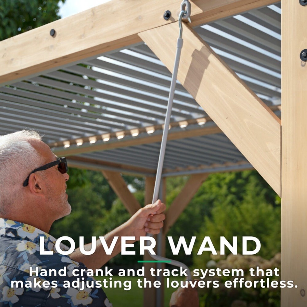 Meridian Louvered Roof Pergola | Cedar Wood & Aluminium Roof | 10ft x 20ft