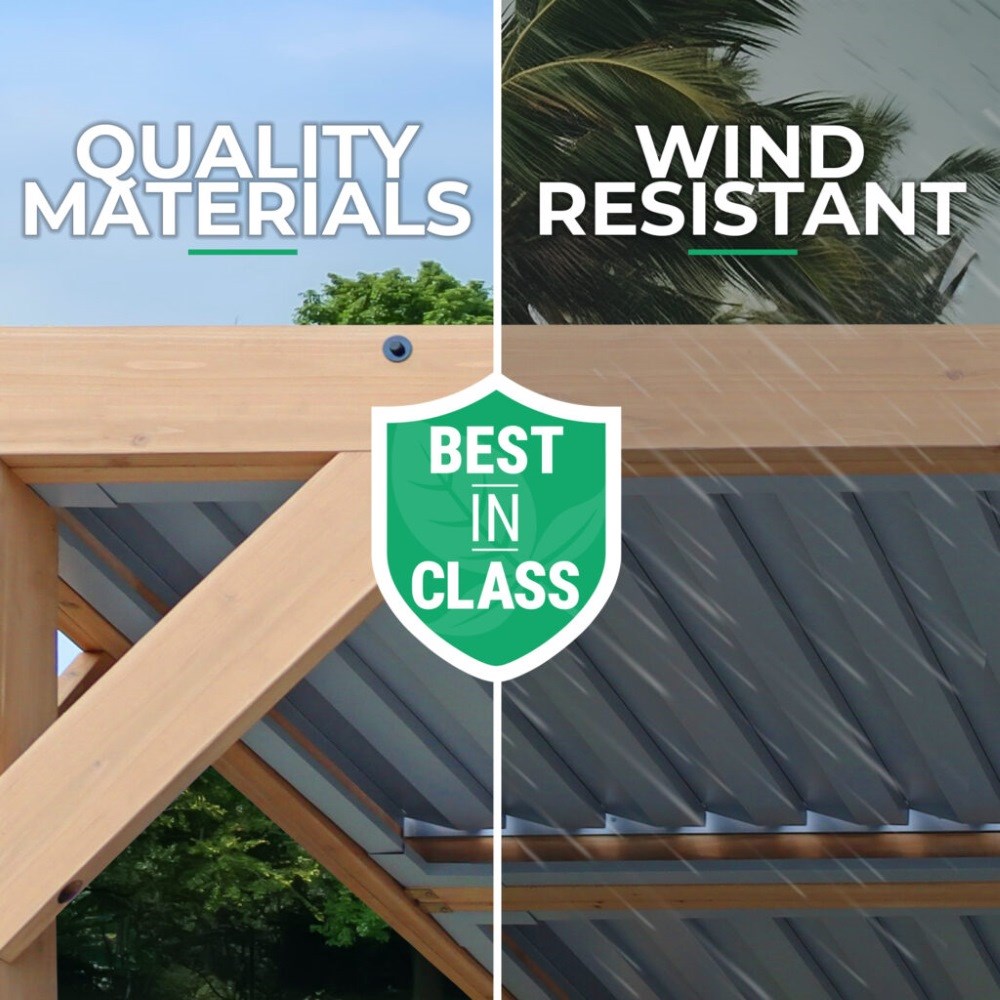 Meridian Louvered Roof Pergola | Cedar Wood & Aluminium Roof | 10ft x 20ft