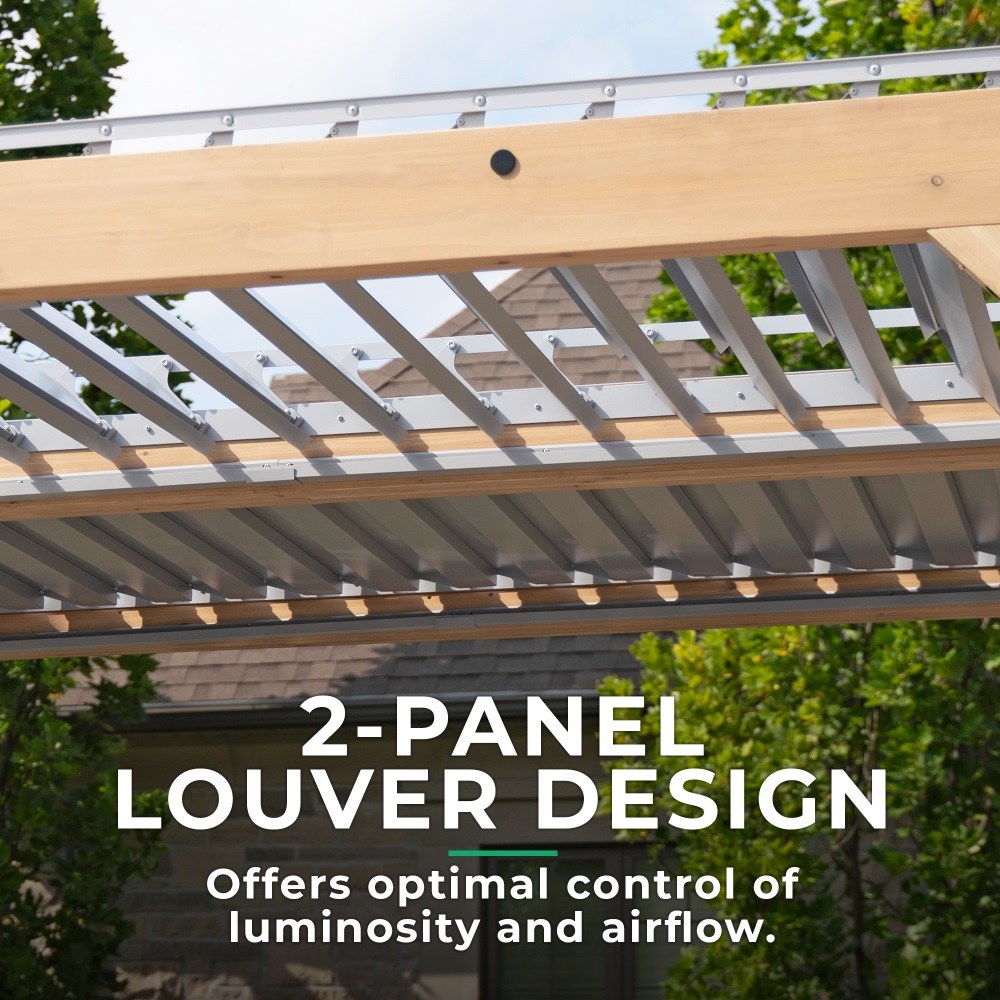 Meridian Louvered Roof Pergola | Cedar Wood & Aluminium Roof | 10ft x 12ft 