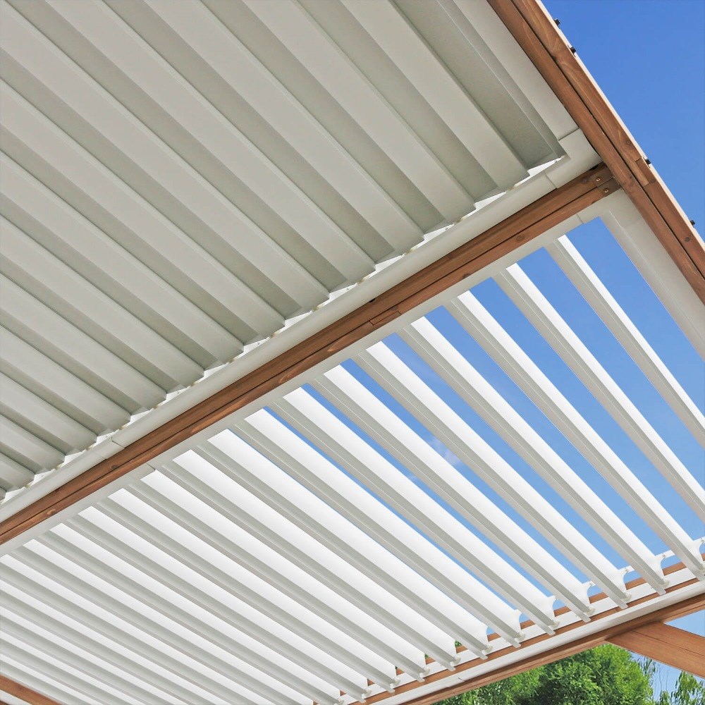 Meridian Louvered Roof Pergola | Cedar Wood & Aluminium Roof | 11ft x 13ft