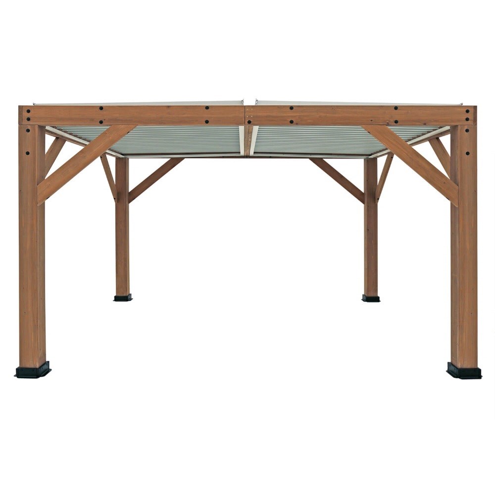 Meridian Louvered Roof Pergola | Cedar Wood & Aluminium Roof | 11ft x 13ft