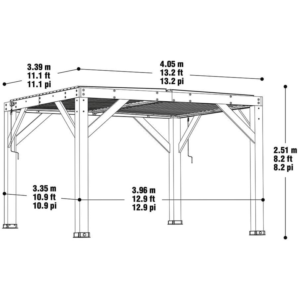 Meridian Louvered Roof Pergola | Cedar Wood & Aluminium Roof | 11ft x 13ft