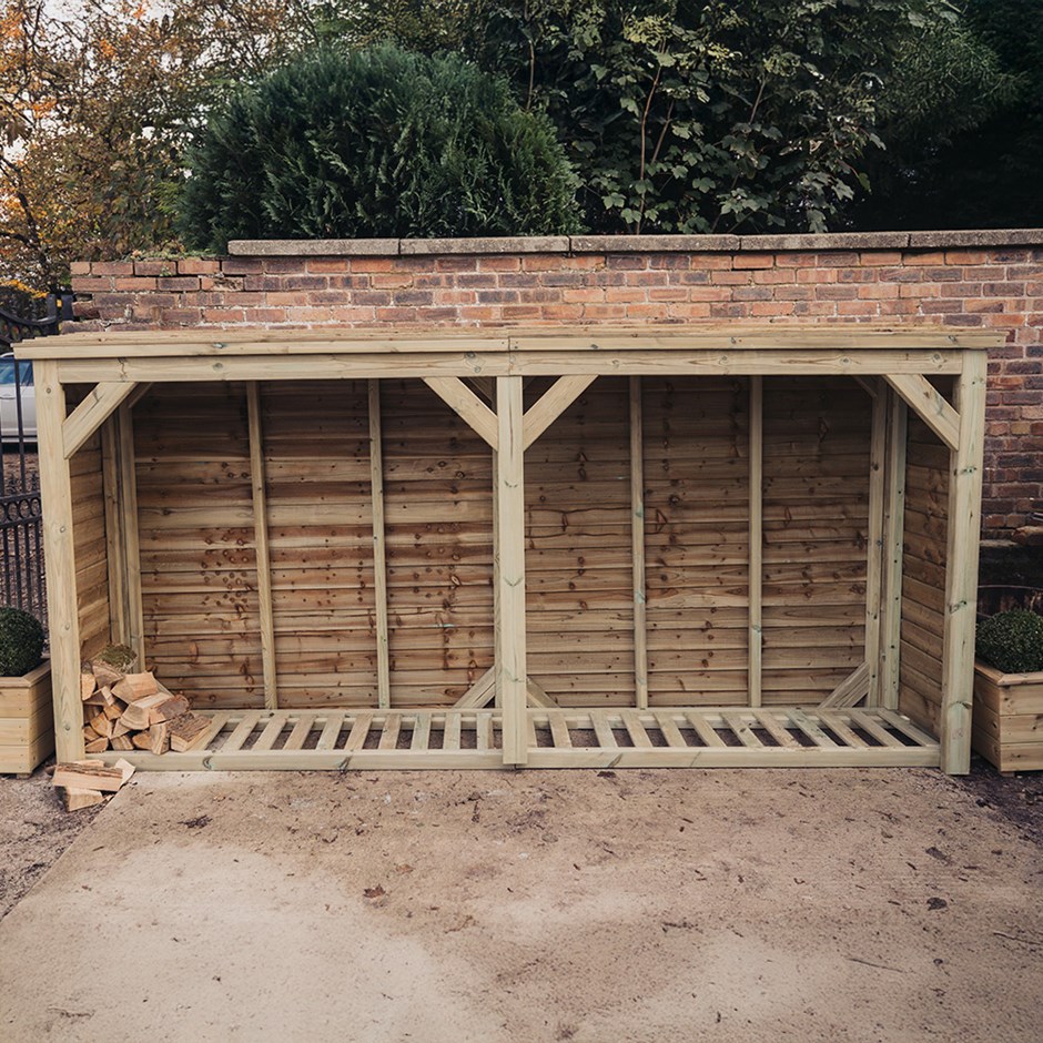 Heavy Duty Redwood Log Store | H6ft X W12ft