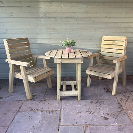 Clover Redwood 3 Piece Bistro Table Set | Dia 80cm