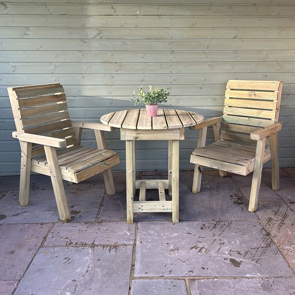 Clover Redwood 3 Piece Bistro Table Set | Dia 80cm