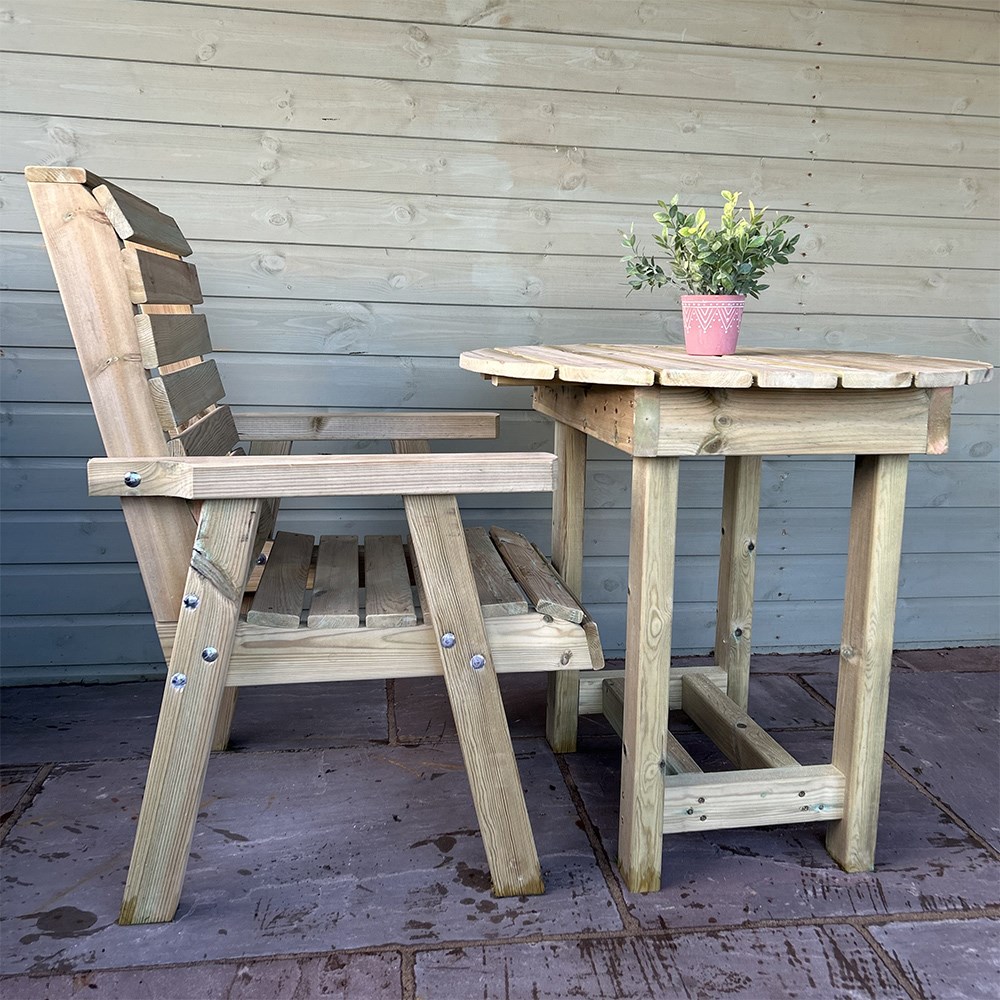 Clover Redwood 3 Piece Bistro Table Set | Dia 80cm
