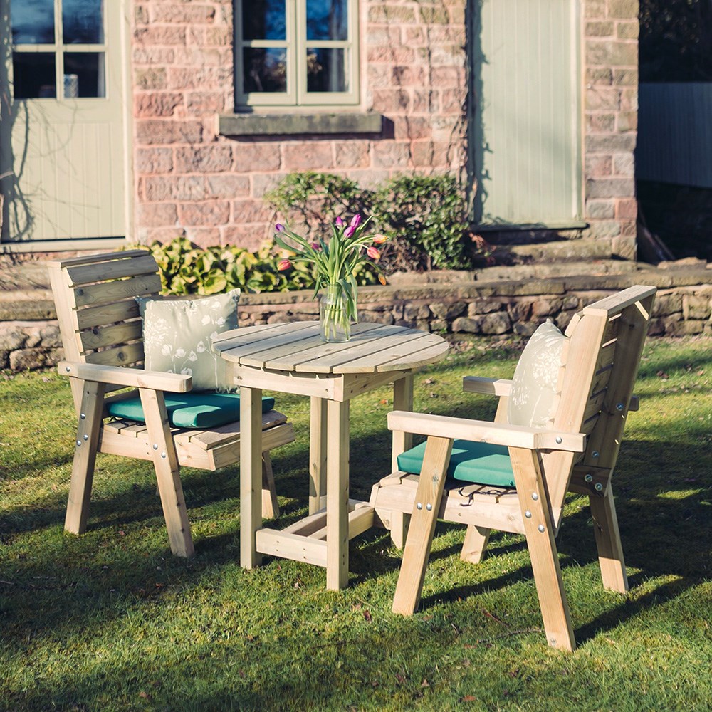 Clover Redwood 3 Piece Bistro Table Set | Dia 80cm