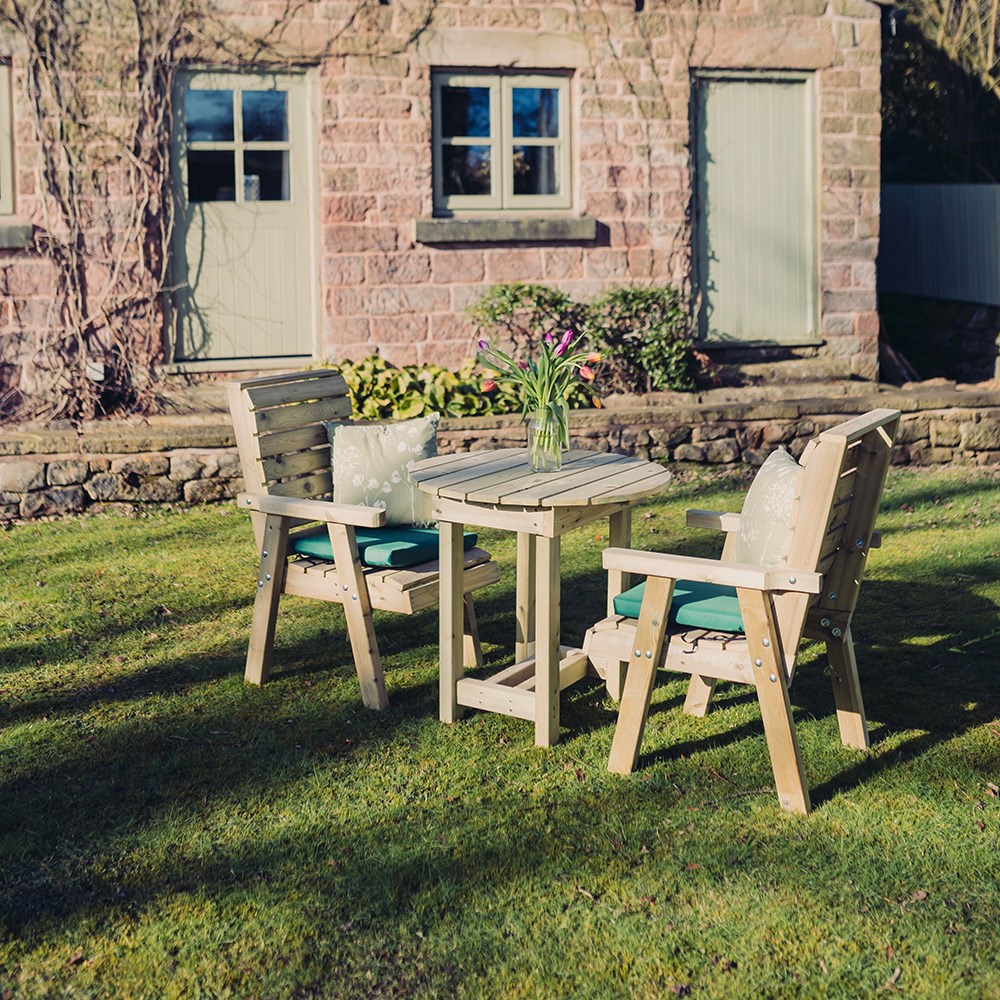 Clover Redwood 3 Piece Bistro Table Set | Dia 80cm