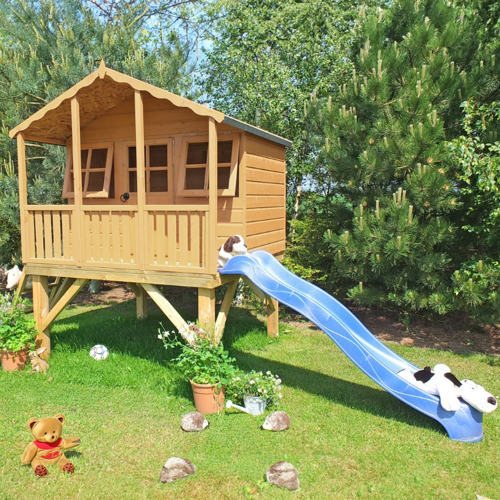 Wooden Stork Playhouse With Platform And Slide | 6ft x 4ft
