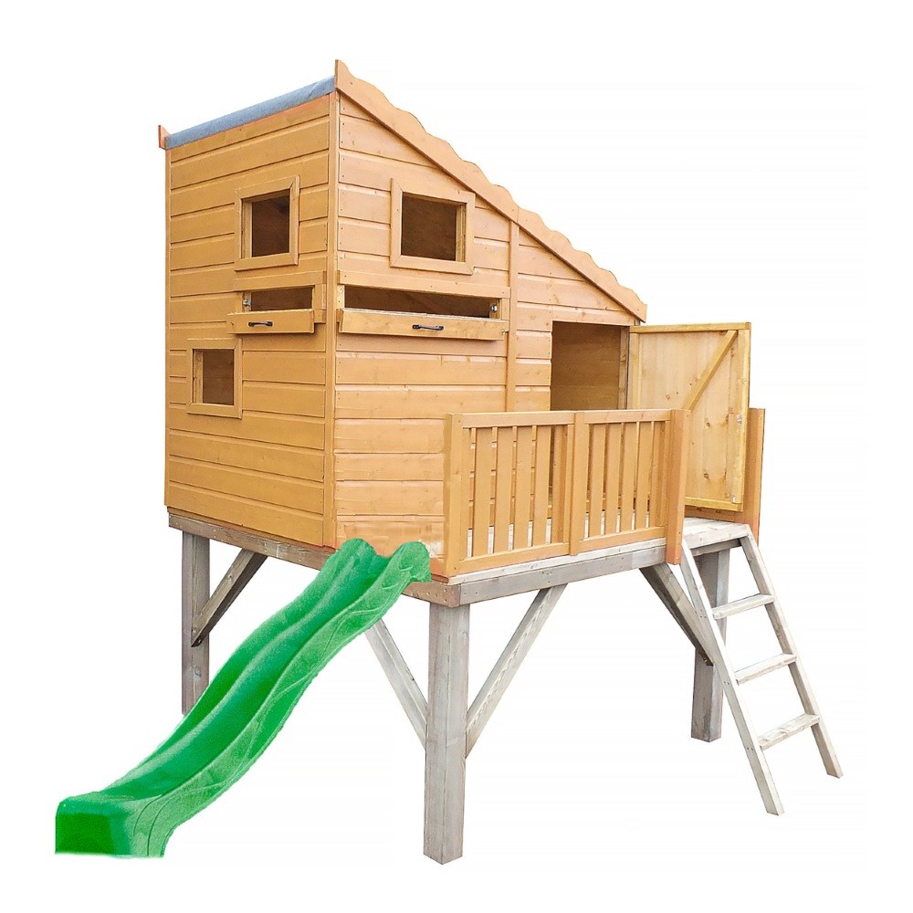 Wooden Command Post with Platform and Slide | 6ft x 4ft