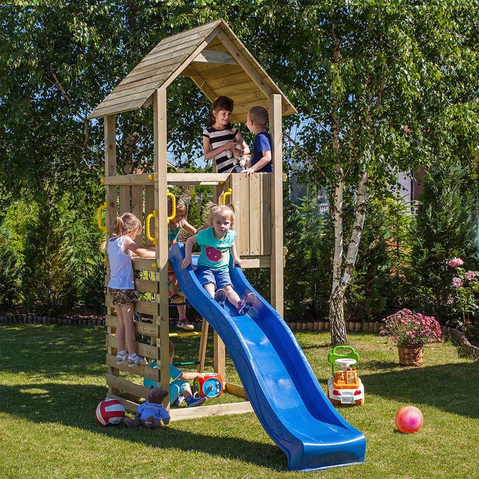 Adventure Peaks Wooden Fortress Climbing Frame with Slide