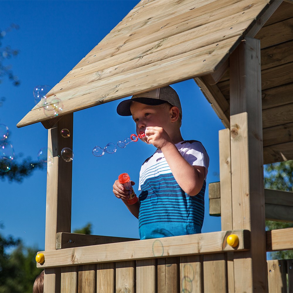 Adventure Peaks Wooden Fortress Climbing Frame with Slide