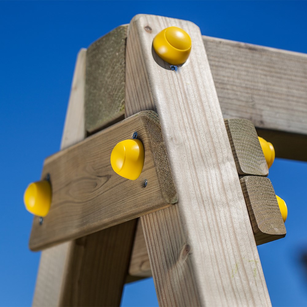 Adventure Peaks Wooden Fortress Climbing Frame with Single Swing & Slide