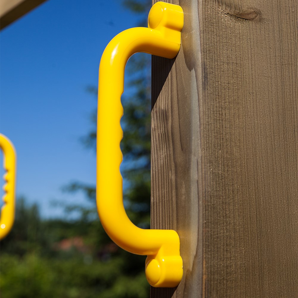 Rumble Ridge Wooden Rock Wall Climbing Frame with Single Swing & Slide