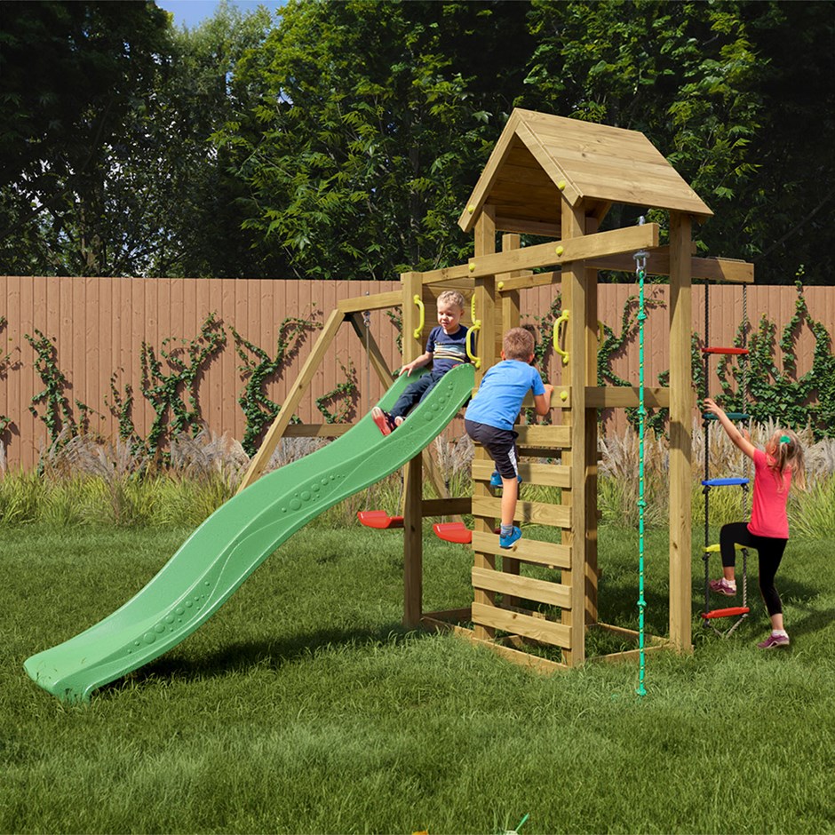 Mixter Wooden Climbing Frame with Double Swing & Slide