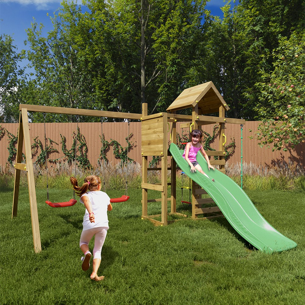 Mixter Wooden Climbing Frame with Double Swing & Slide