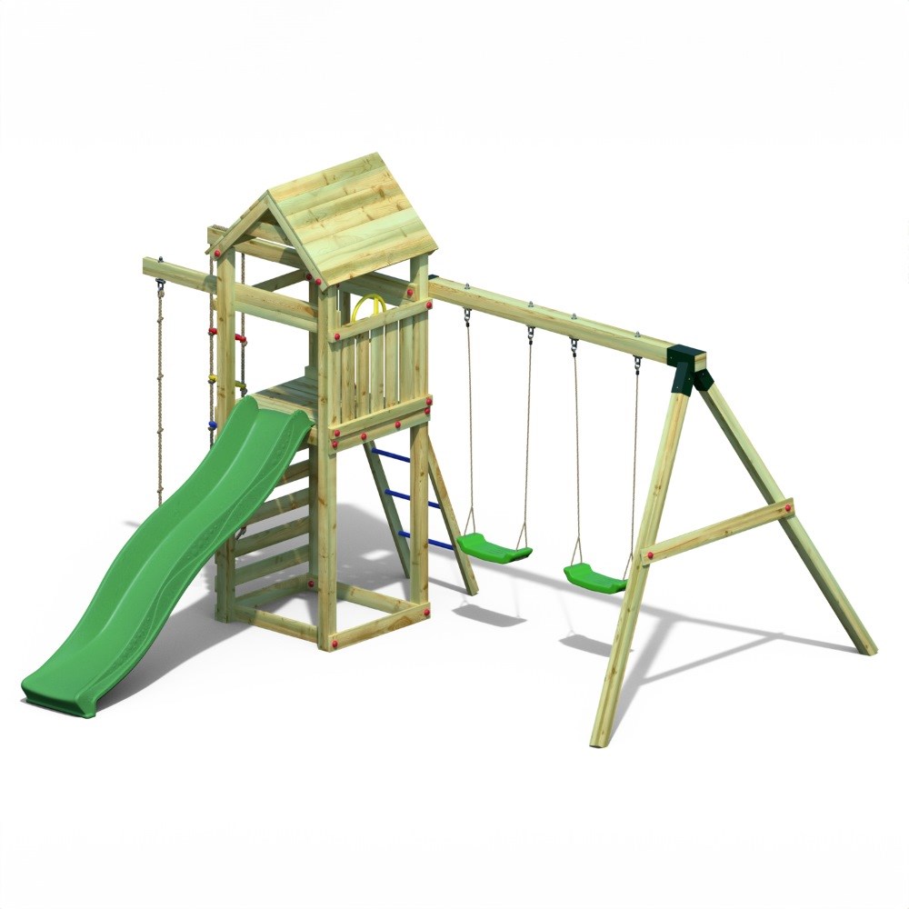Gaia Wooden Climbing Frame with Double Swing & Slide