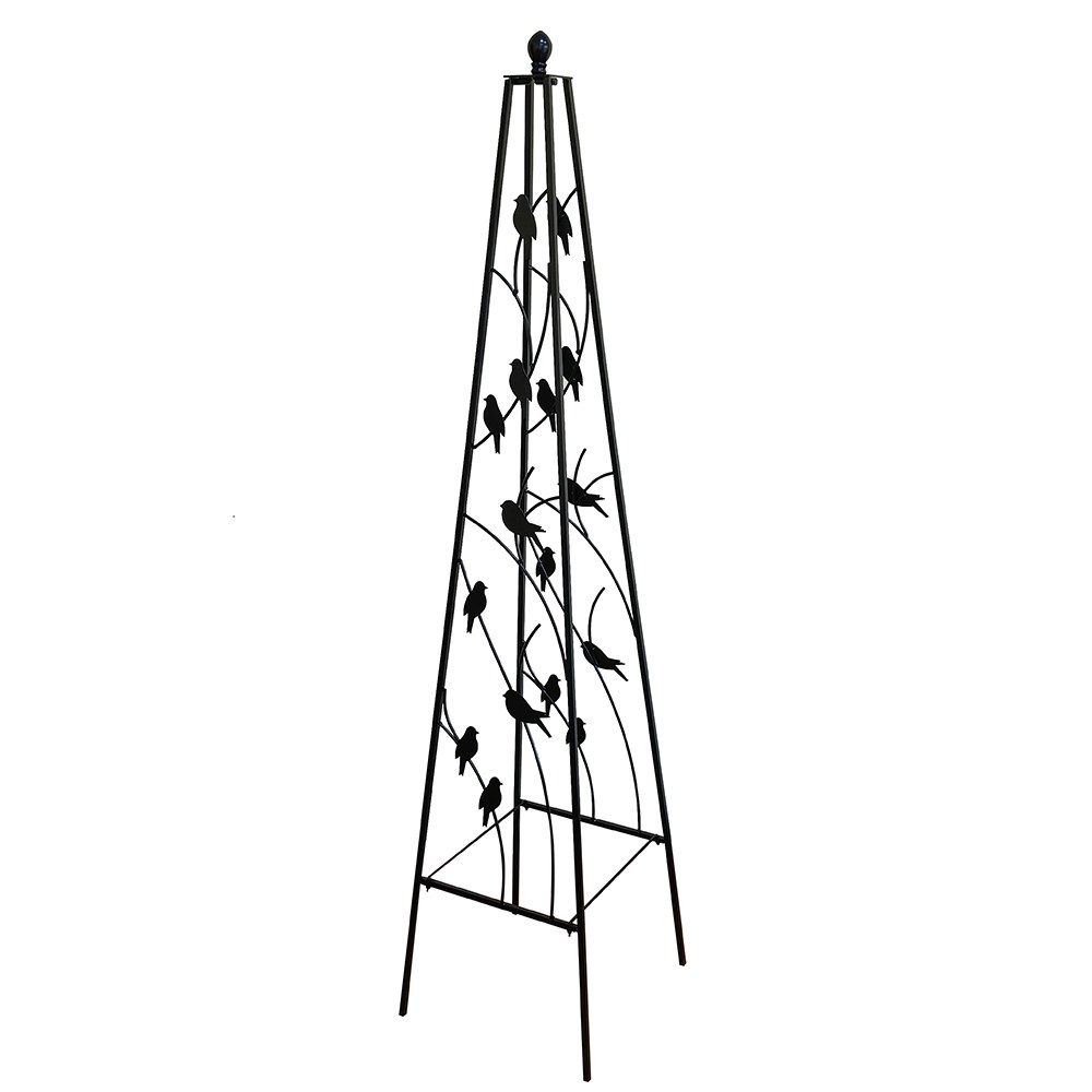 64in Perching Birds Obelisk in Black
