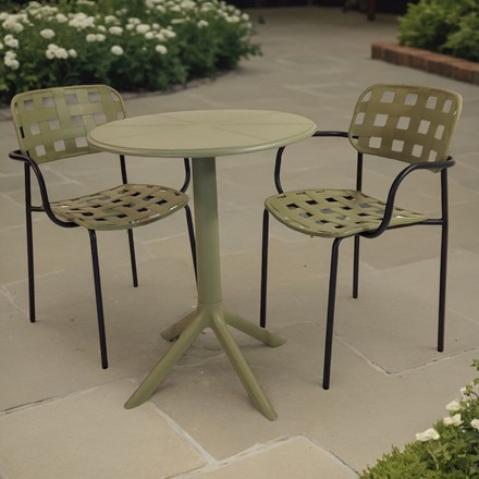 ANDERS Bistro Table Avocado with 02 KARIN Armchair Avocado-Black Set