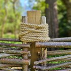 Wooden Square Fence Post with Jute Rope