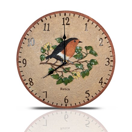 Robin Design Outdoor Garden Wall Clock | 12" | Battery Powered