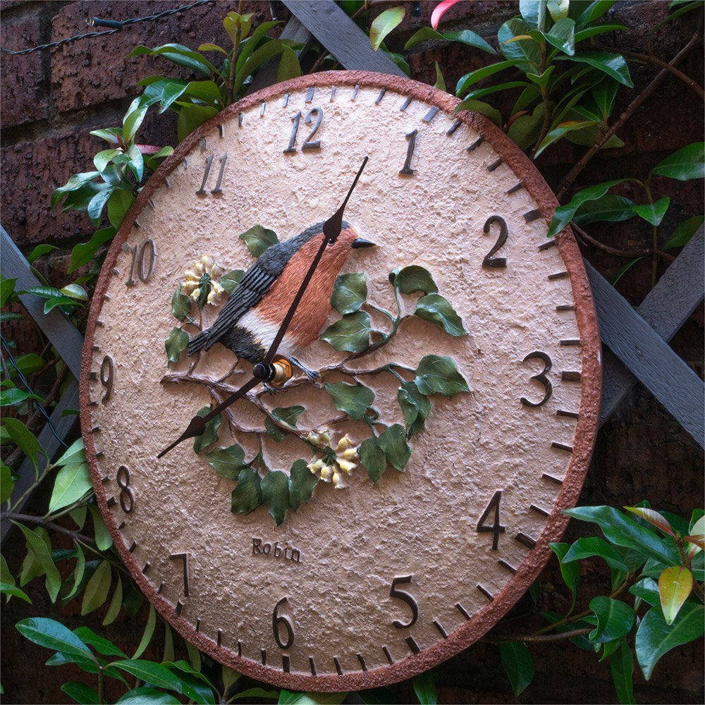 Robin Design Outdoor Garden Wall Clock | 12